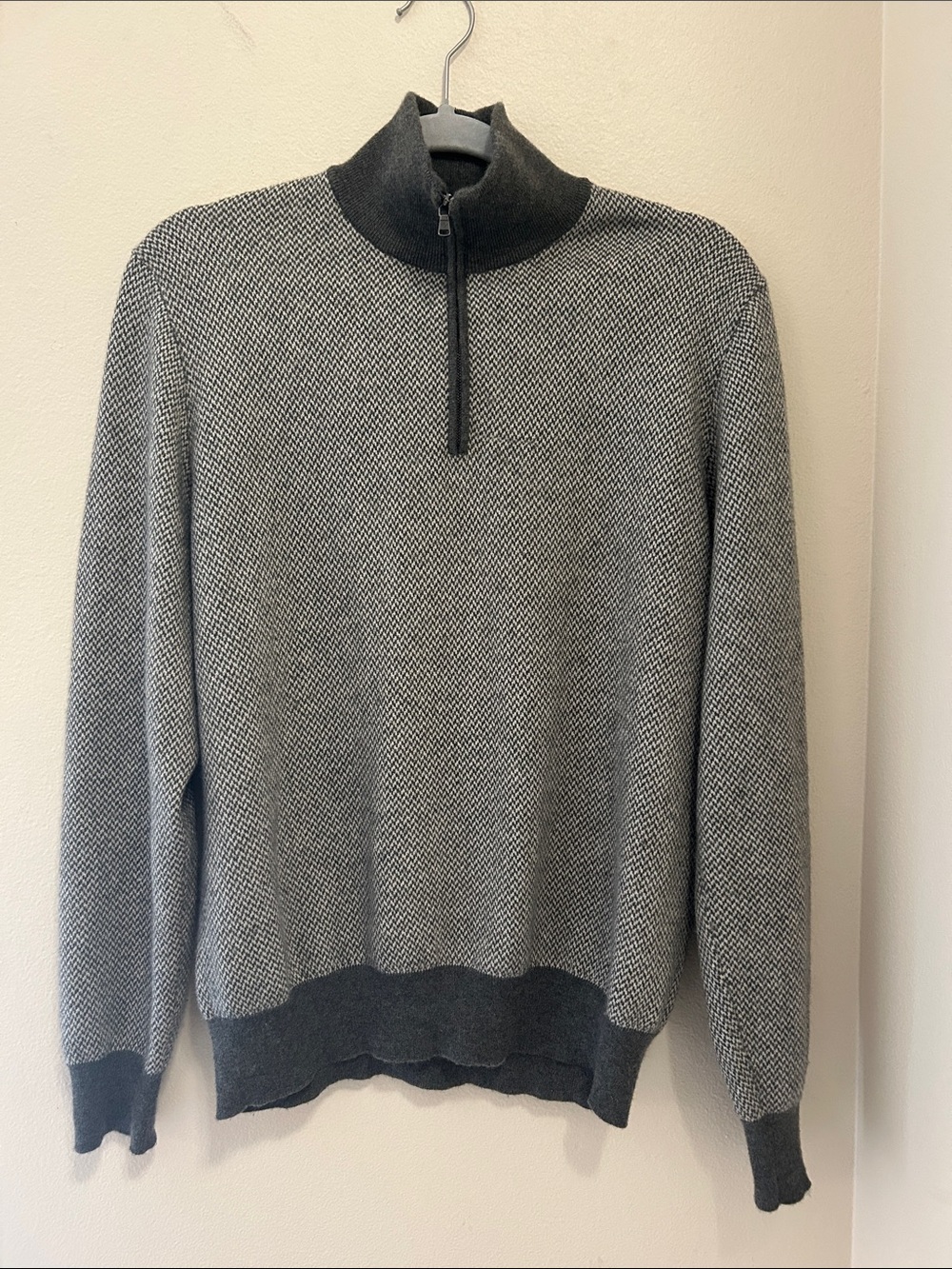 Ralph Lauren Purple Label 100% cashmere Made in Italy Birdseye quarter zip mens - Picture 1 of 7
